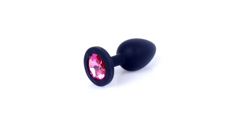 Korek analny silikonowy z kryształem S pink
