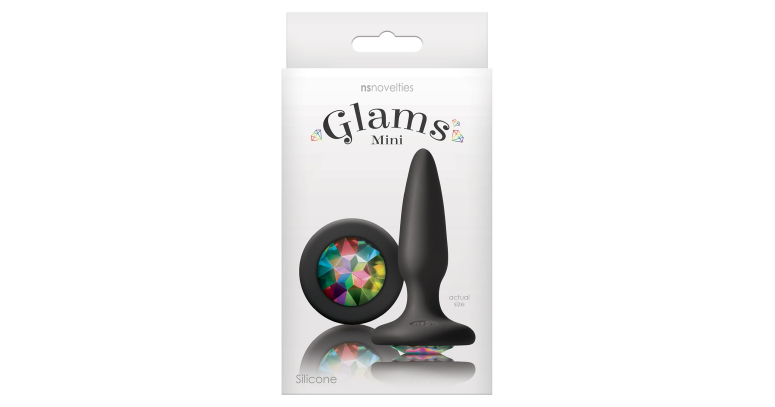 Glams mini silikonowy korek z kryształem czarny
