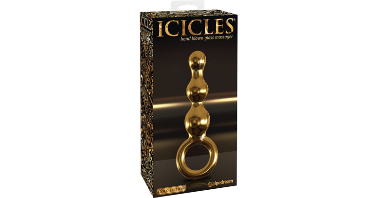 Icicles Gold Edition szklany korek analny 14,7 x 3,8 cm