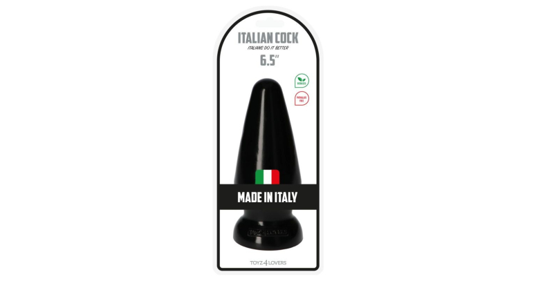Italian wielki korek analny 16,5 x 8 cm czarny