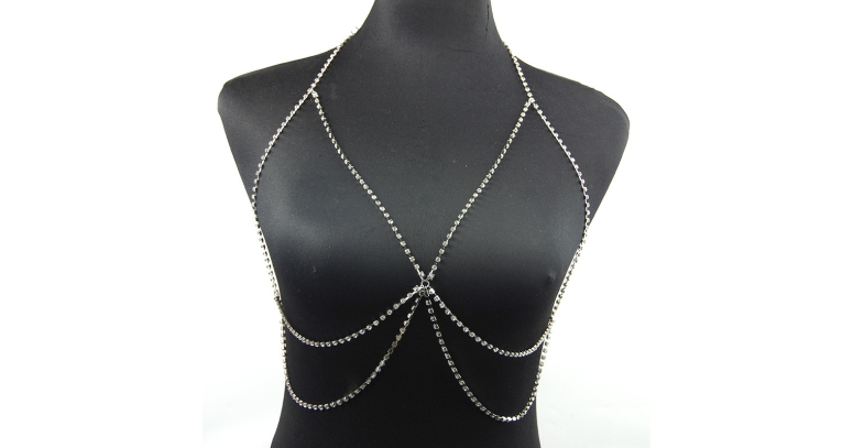 Body Chain łańcuszek na ciało z kryształkami złoty L39