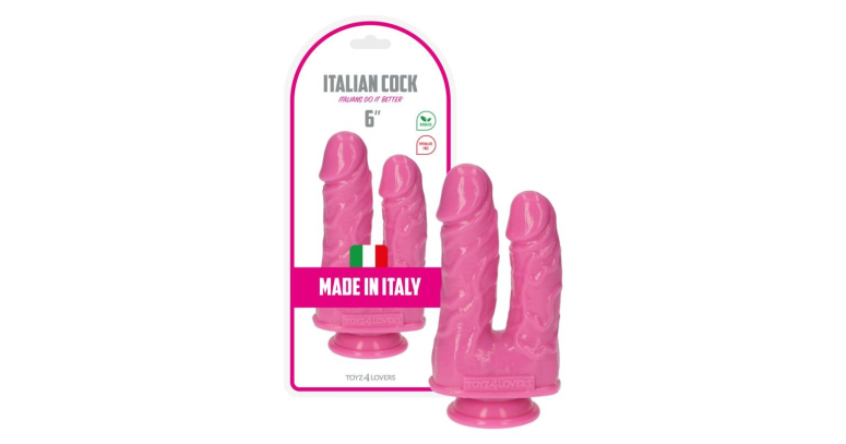 Italian Cock podwójne elastyczne dildo 6" różowe