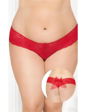 Softline Sexy stringi z dziurką i kokardką czerwone