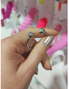 Pierścień stalowy na żołądź z kryształkami 28 mm srebrny
