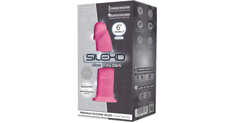 SILEXD model 2 dildo świecące w ciemności SILEXPAN® 15 cm różowe