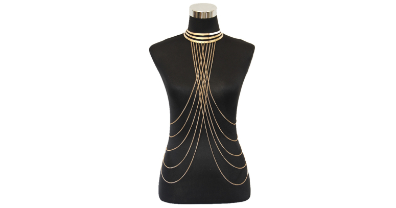 Body Chain łańcuszek na ciało z obrożą złoty L13