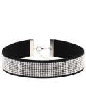 Zamszowa obroża choker z kryształkami czarna