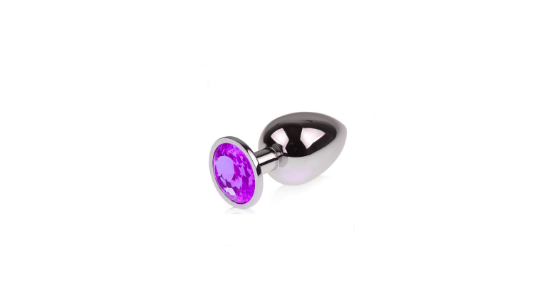Mały metalowy korek analny z kryształem S fioletowy