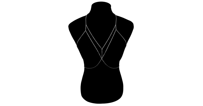 Body Chain łańcuszek na piersi kolor srebrny