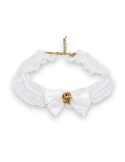 Delikatny choker dusik z dzwoneczkiem Kitten biały