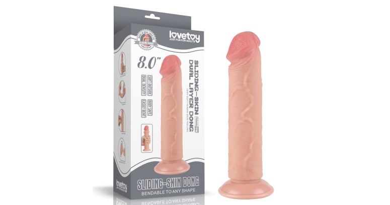 Sliding Skin 8,0" dildo na przyssawce z ruchomą skórą 20 cm cieliste