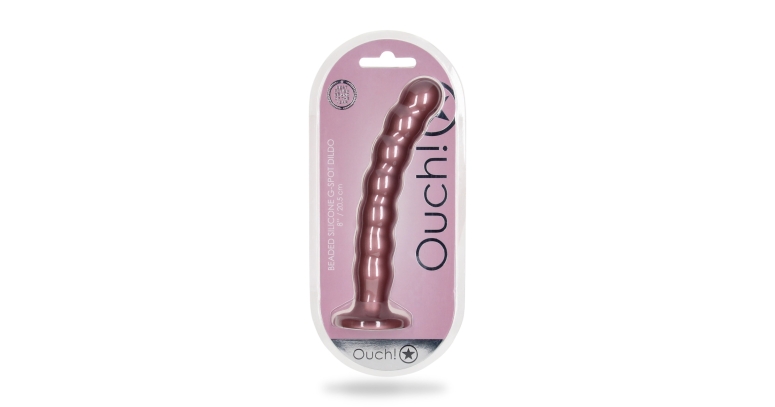 Ouch! Beaded 8" Dildo kulkowe 21 x 3,1 cm Rose Gold