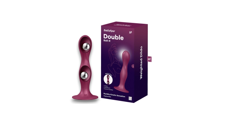 Satisfyer Double Ball-R dildo z kulkami gejszy bordowe