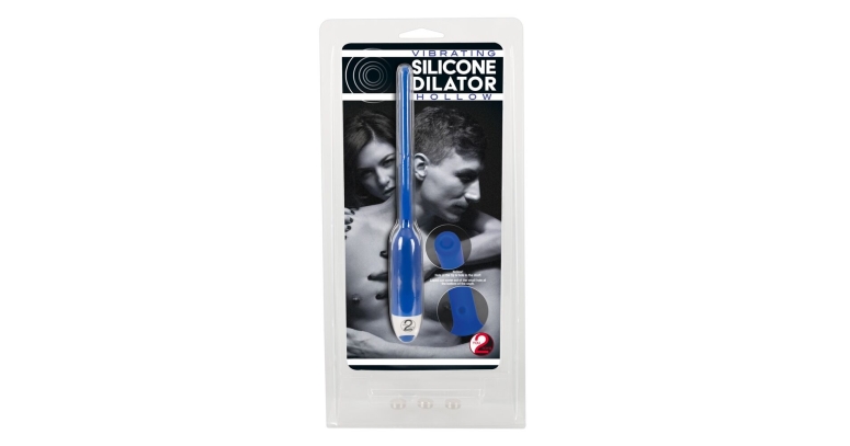 Dilator silikonowy z wibracjami 11 x 0,7 cm niebieski