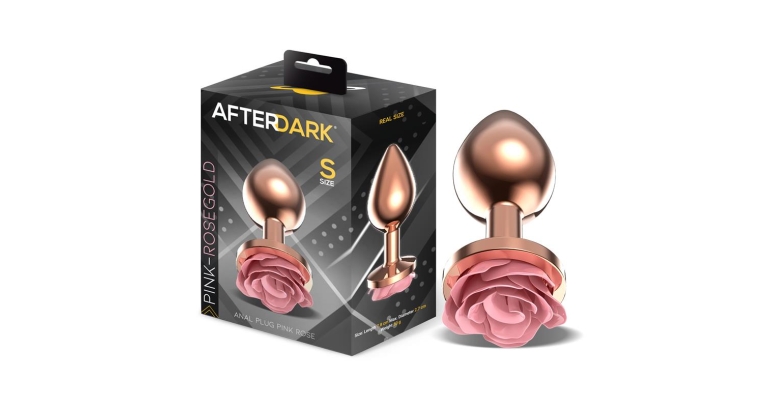 Rosegold mały metalowy korek analny z różową różą