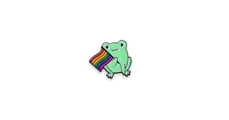 Przypinka do ubrań pin TĘCZOWA ŻABKA