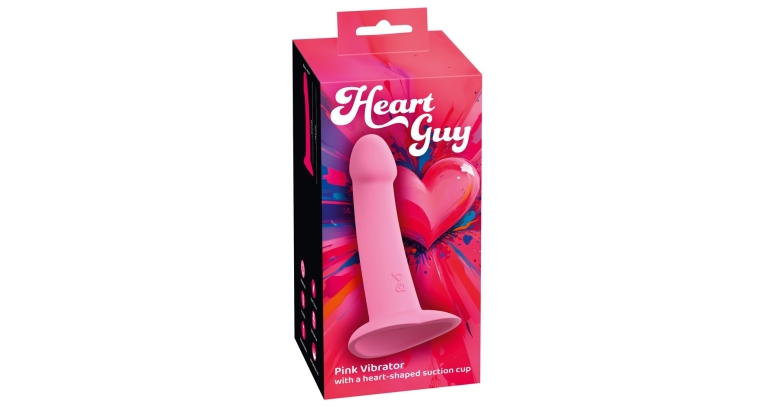 Heart Guy miękkie dildo z wibracjami 19 x 4 cm różowe
