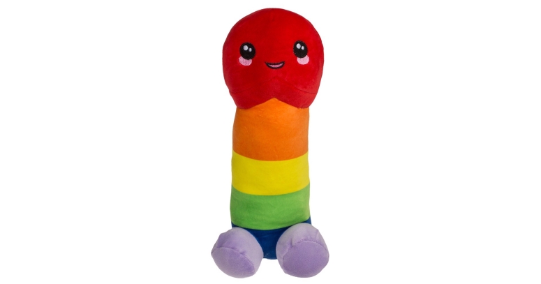 Pan siusiaczek 30 cm wesoły pluszowy penis tęczowy