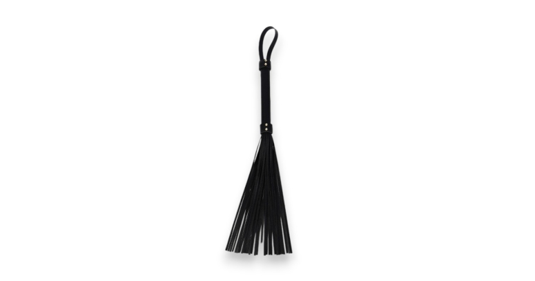 Elegancki flogger ze złotymi okuciami 66 cm czarny