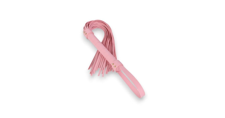 Elegancki flogger ze złotymi okuciami 66 cm różowy