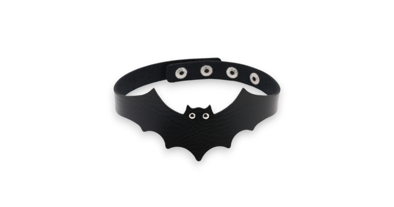 Choker skórzany nietoperz goth czarny