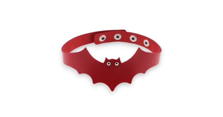 Choker skórzany nietoperz goth czerwony