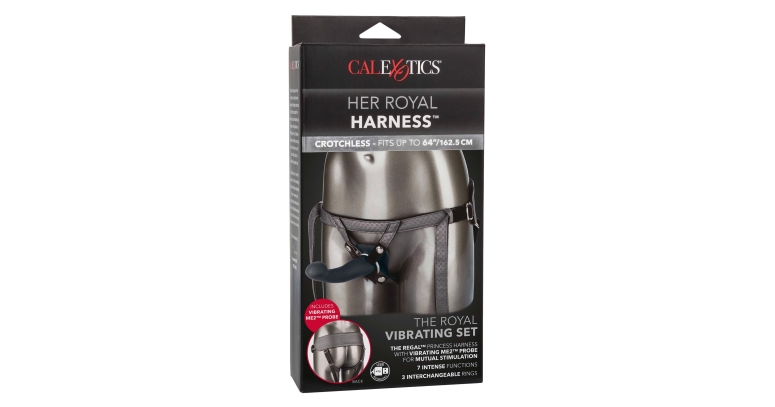 The Royal Vibrating Set pas strapon z wibratorem srebrny
