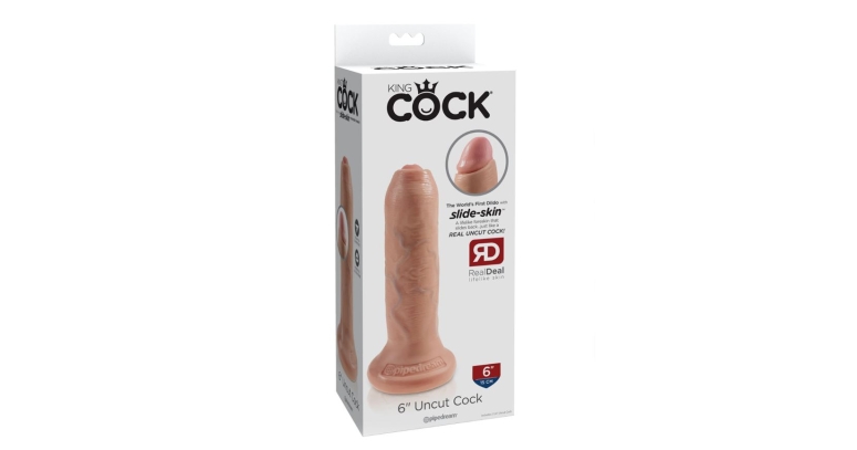 KING COCK Uncut 6" dildo z ruchomym napletkiem cieliste