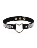 Obroża zamszowa choker z kryształkami czarna