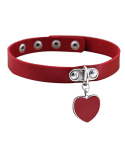 Obroża skórzana choker z serduszkiem czerwona